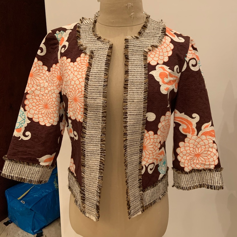 Brown and Orange Brocade Trina Turk Jacket